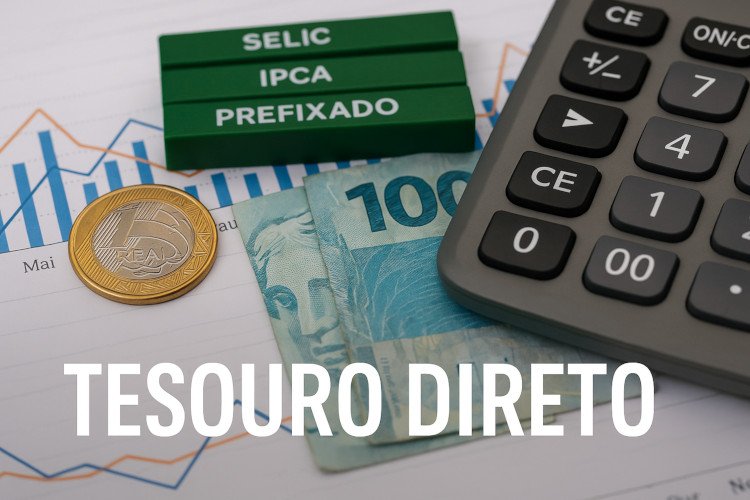 Investidor analisando opções do Tesouro Direto com destaque para títulos prefixado, Selic e IPCA+