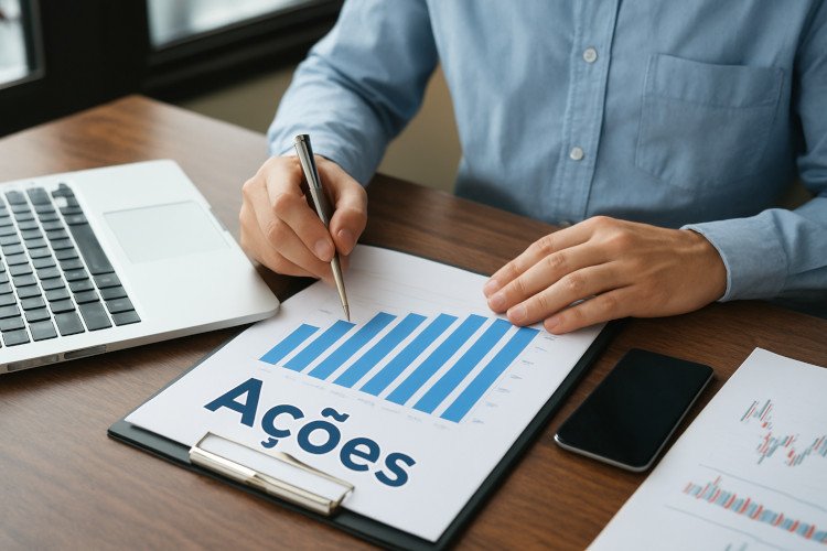 Pessoa analisando gráficos financeiros para aprender como começar a investir em ações com segurança